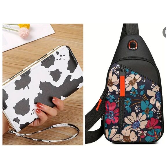 Unisex Water resistant crossbody and cow wallet - Picture 1 of 7